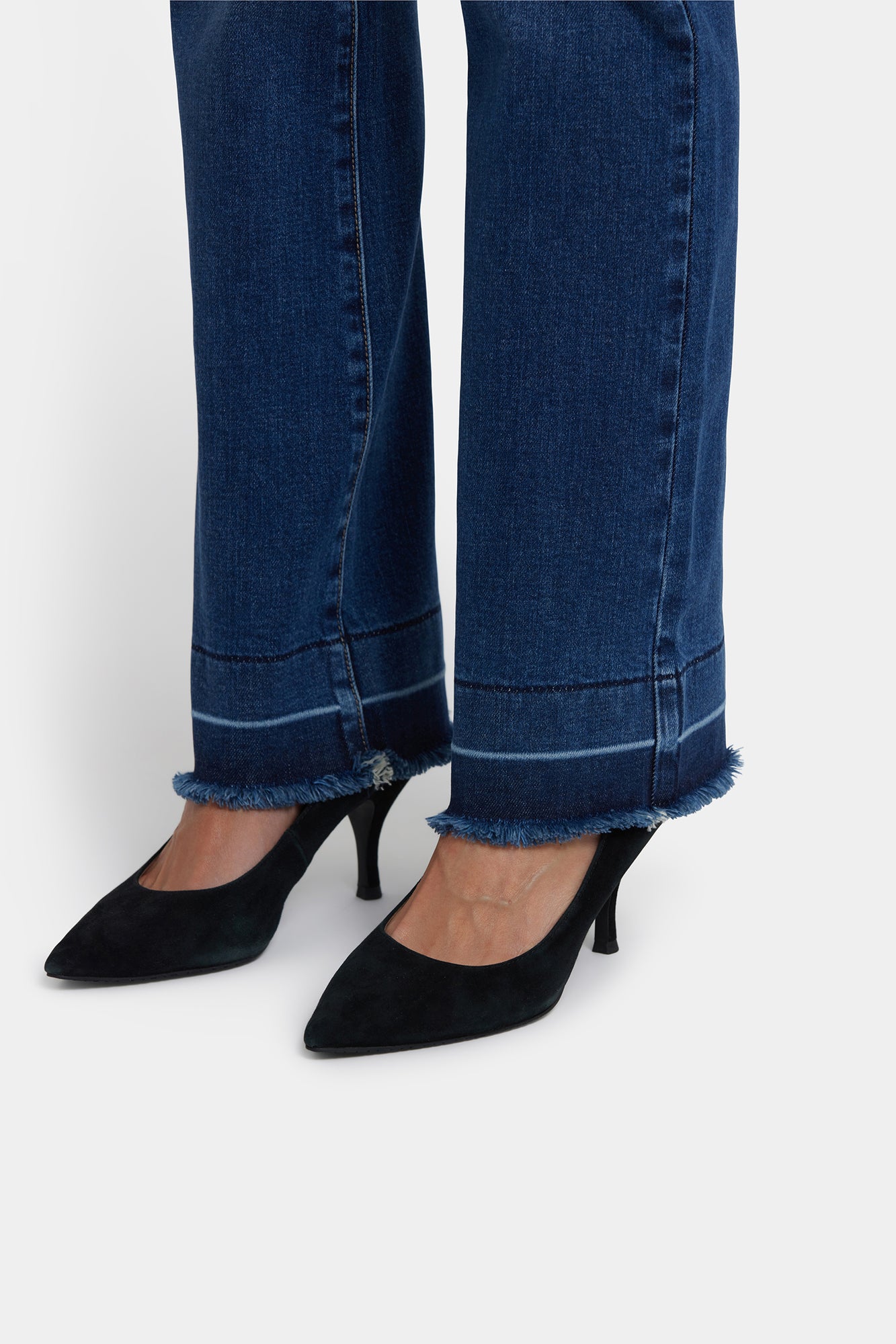 NYDJ Barbara Bootcut Jeans With Frayed Shadow Hems - Dark Loire