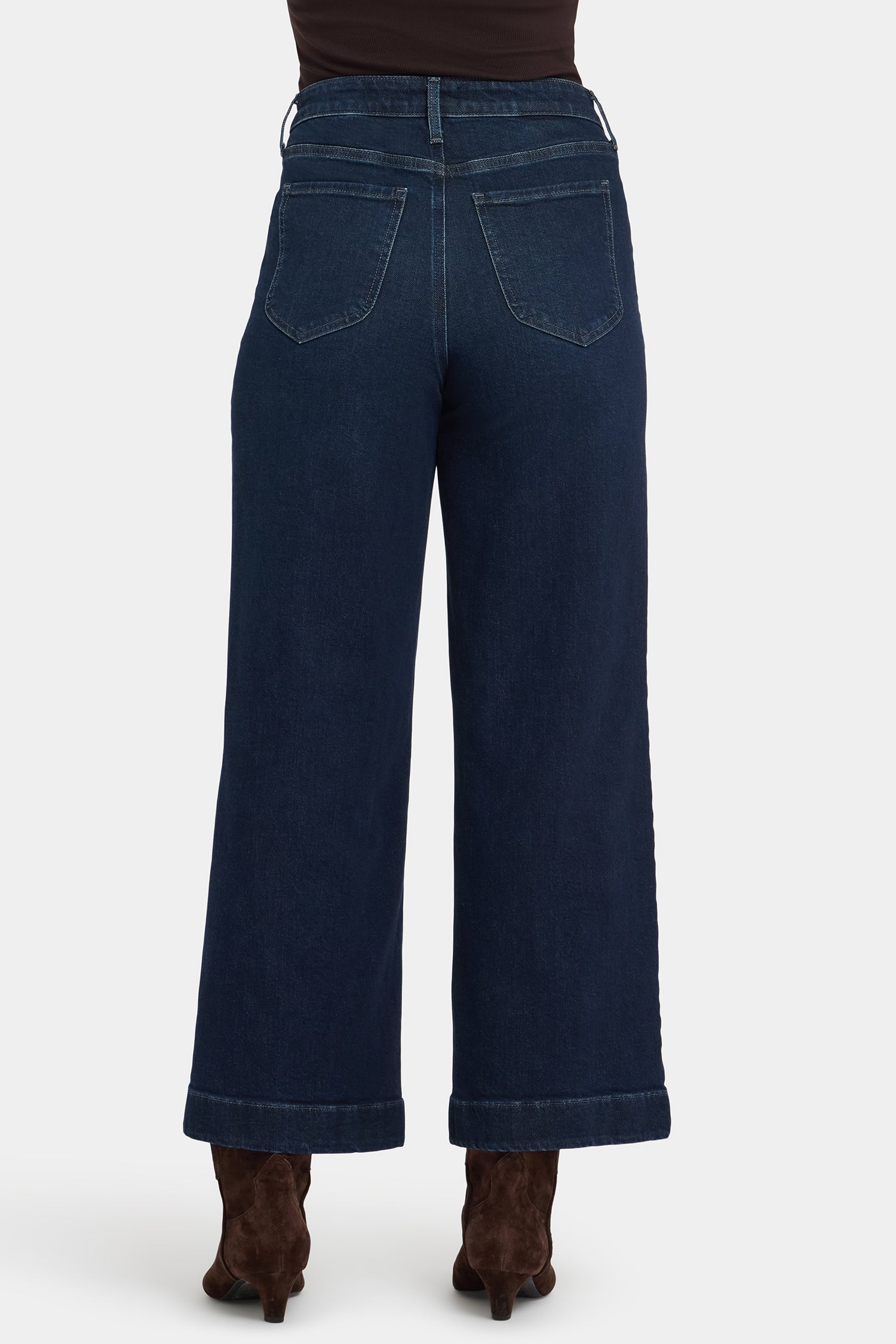 Teresa Wide Leg Ankle Jeans With High Rise And Front Patch Pockets