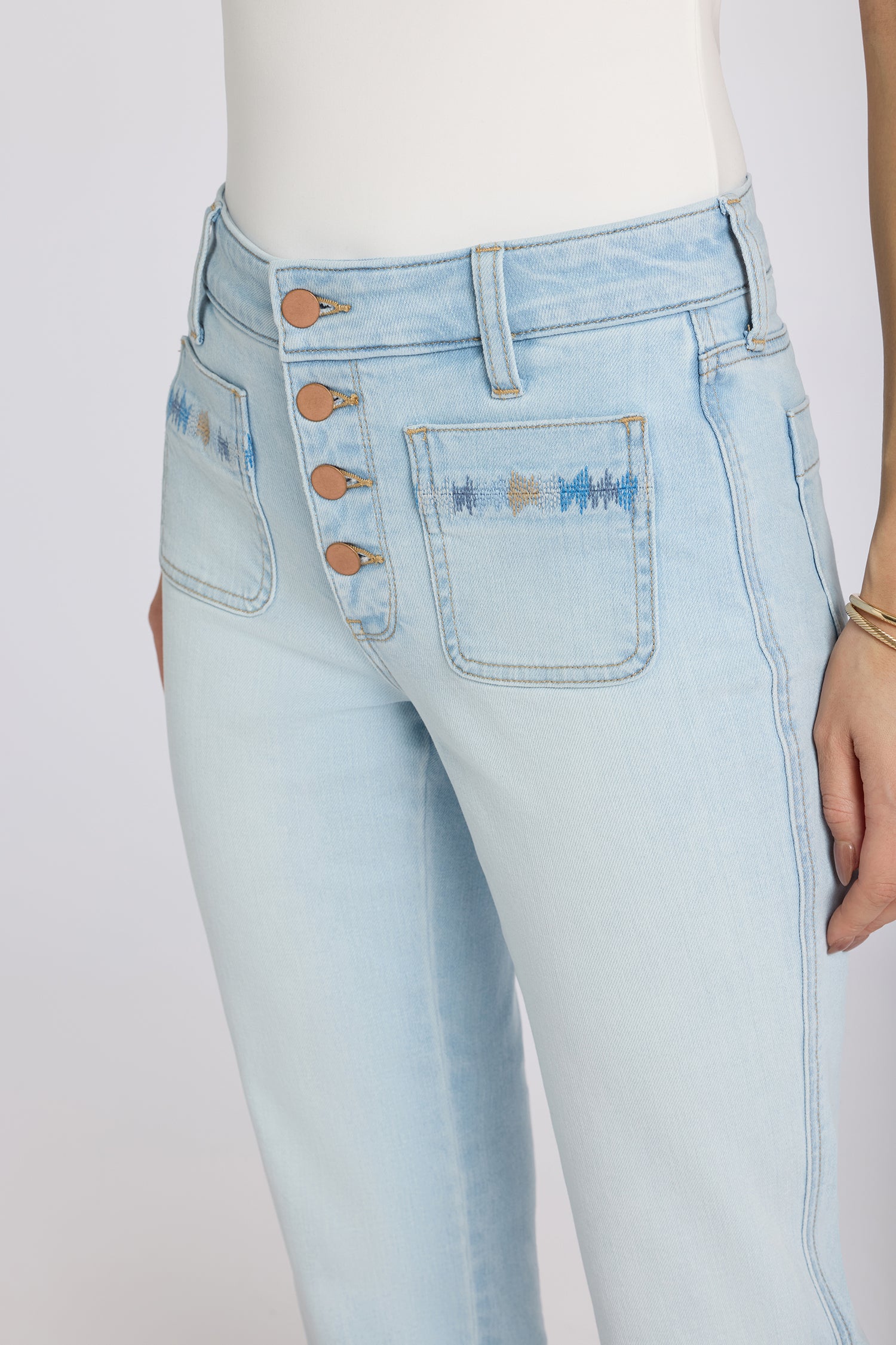 Marilyn Straight Ankle Jeans With High Rise And Embroidered Front