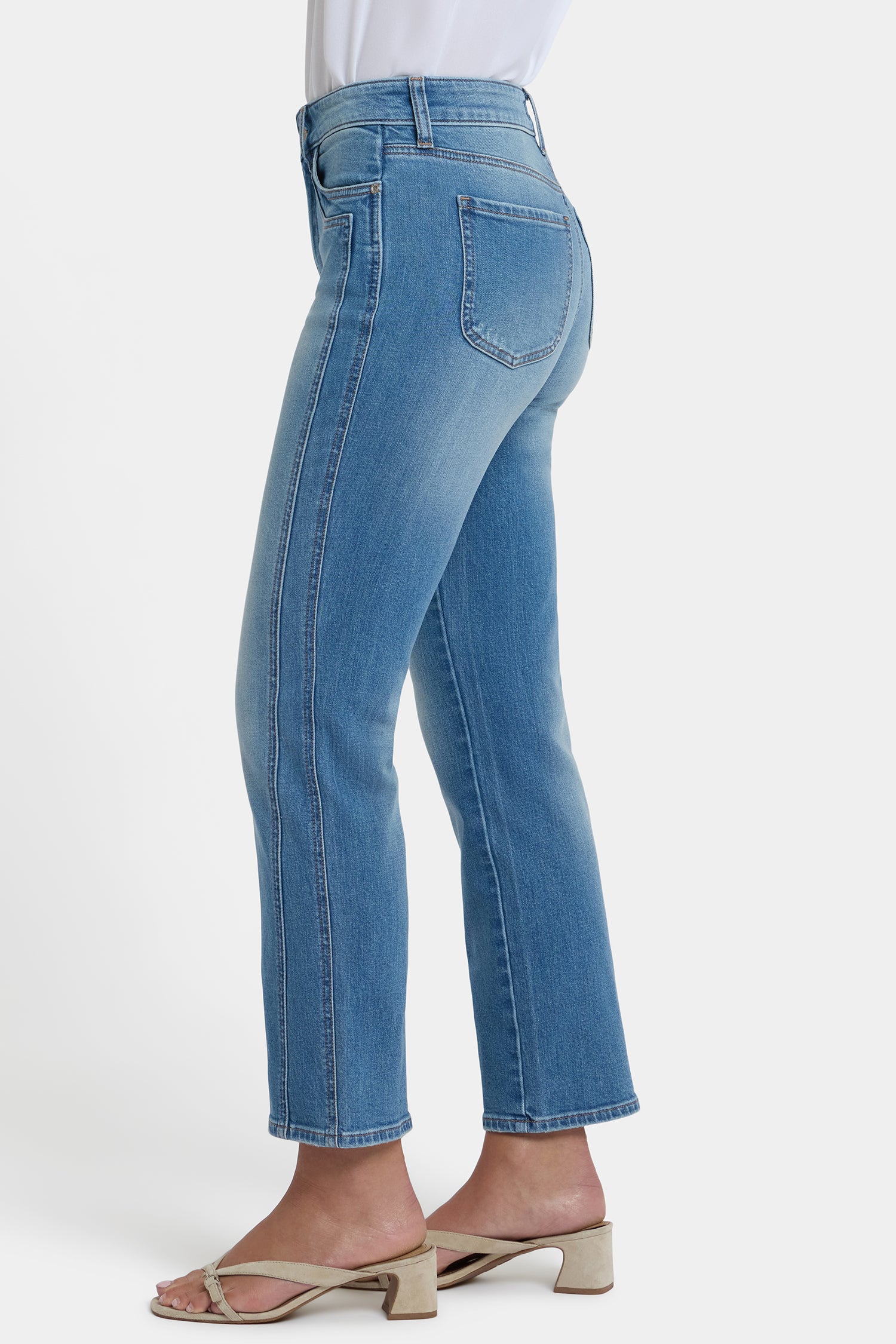 Marilyn Straight Ankle Jeans With High Rise And Paneled Seam