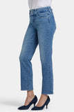 NYDJ Marilyn Straight Ankle Jeans With High Rise And Belt - Washed Crystal
