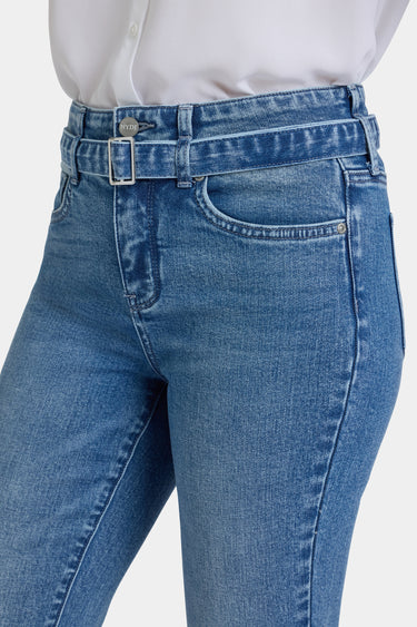 NYDJ Marilyn Straight Ankle Jeans With High Rise And Belt - Washed Crystal