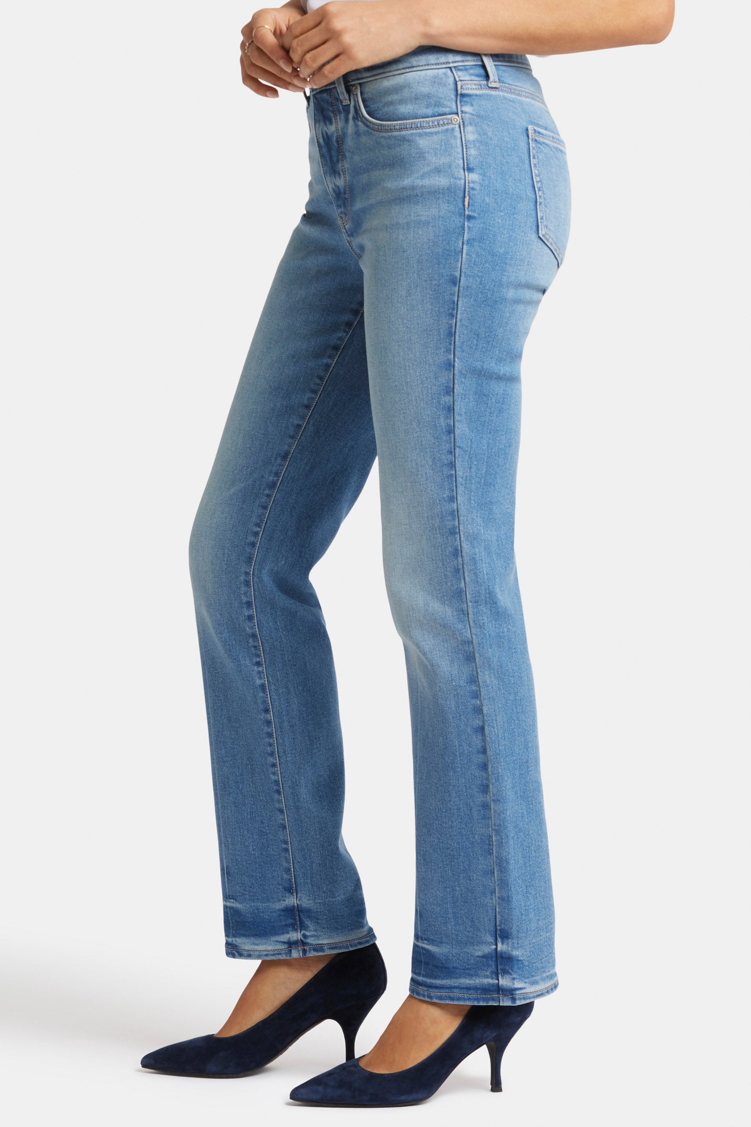 Marilyn Straight Jeans With High Rise And Creased Hems Marilyn Straight Jeans With High Rise And Creased Hems