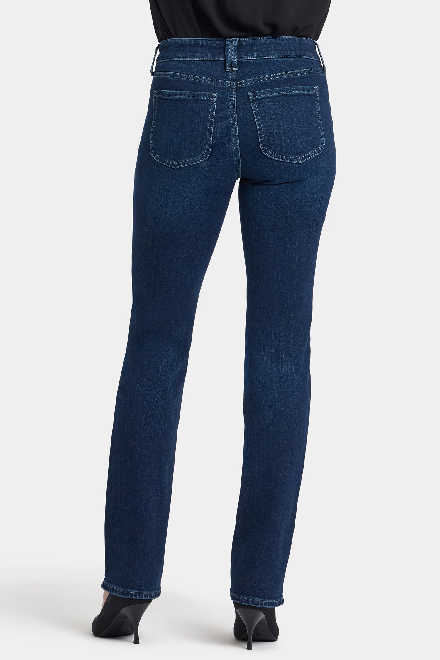 Marilyn Straight Jeans With Front Patch Pockets - Ink Skyline Blue