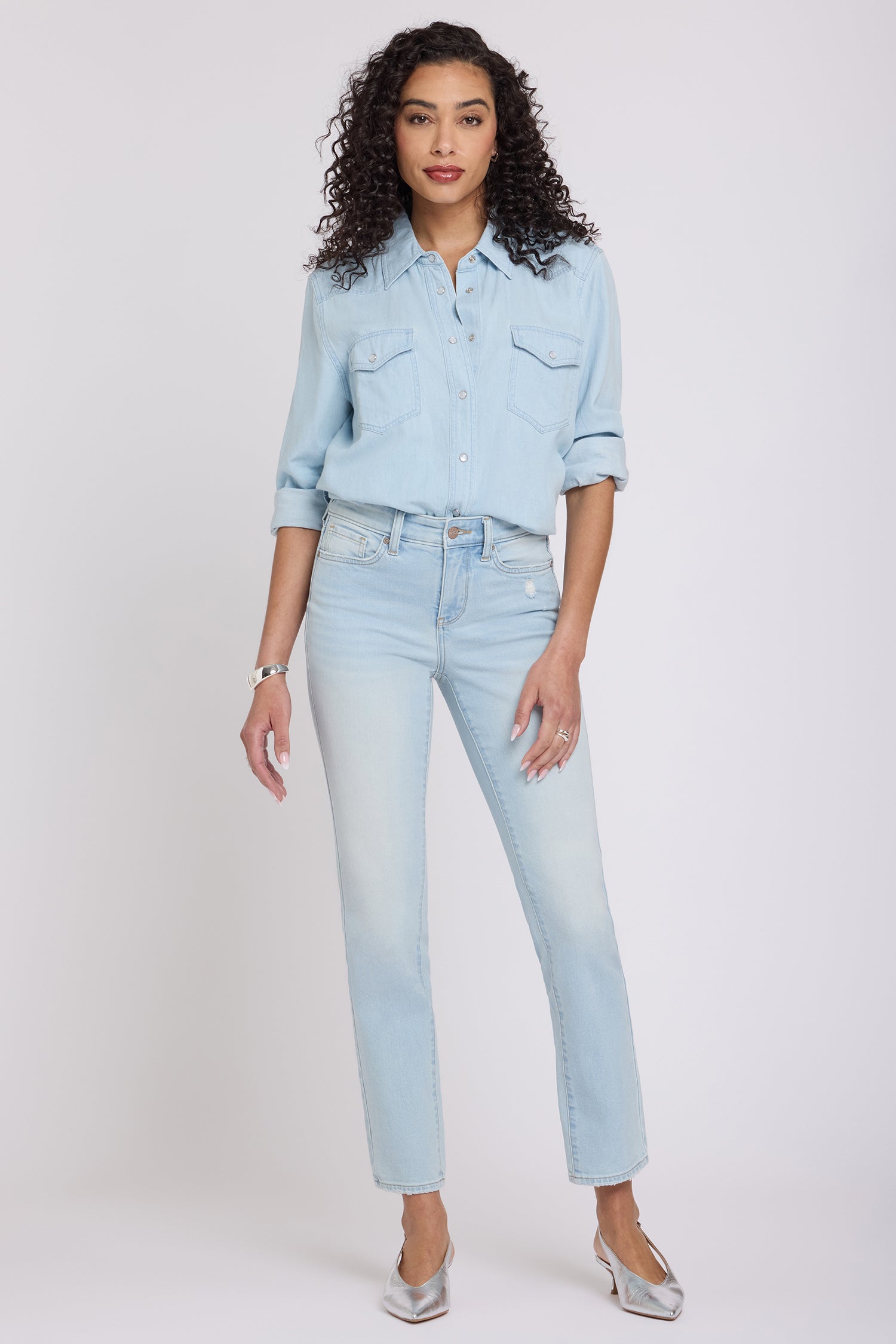Sheri Slim Straight Ankle Jeans - Sky Valley Blue | NYDJ