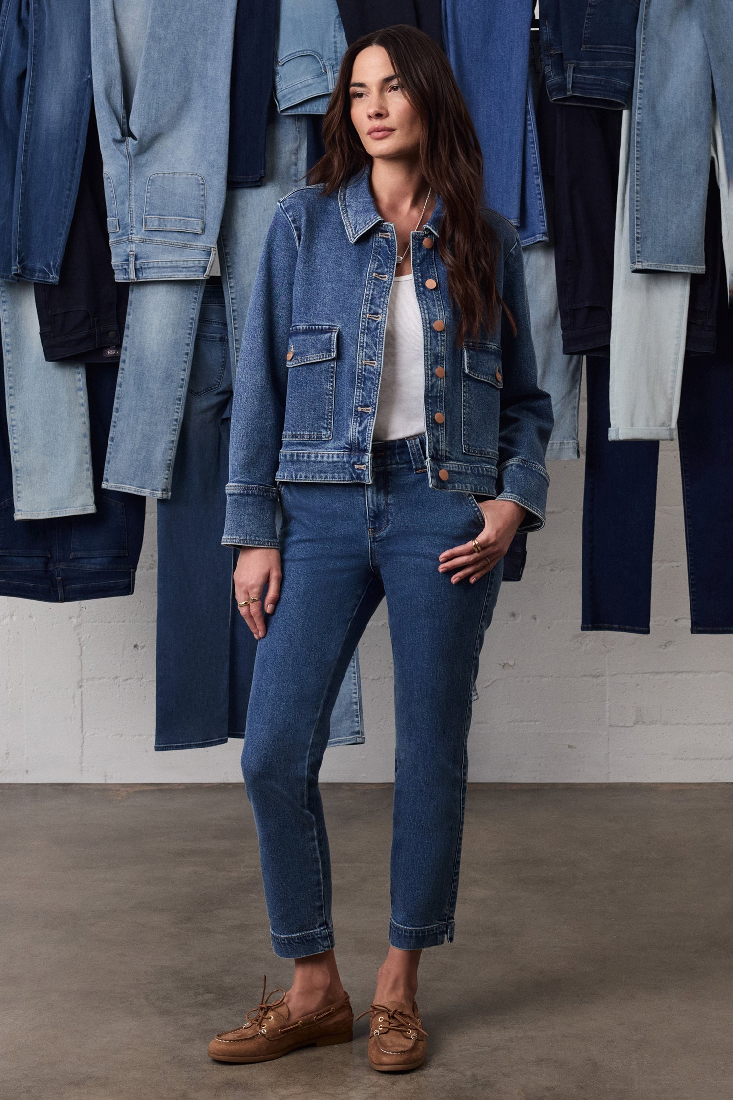 Sheri Slim Straight Ankle Jeans With Side Slits - Salton Blue | NYDJ