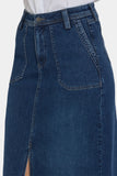 NYDJ High Rise Long Skirt With Utility Pockets And Center Front Slit - Louvre Sapphire
