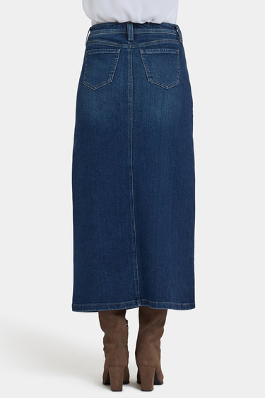NYDJ High Rise Long Skirt With Utility Pockets And Center Front Slit - Louvre Sapphire