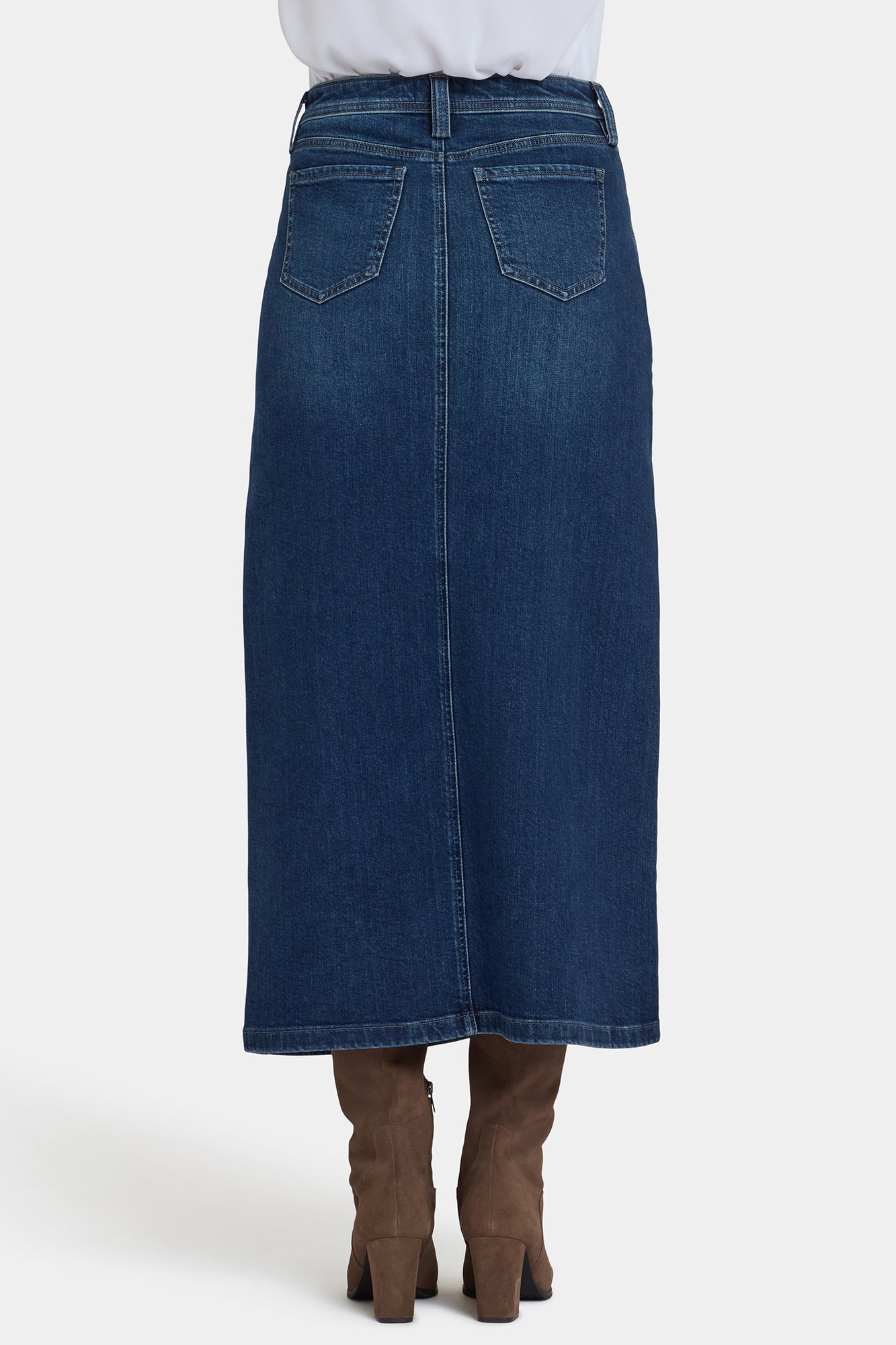 NYDJ High Rise Long Skirt With Utility Pockets And Center Front Slit - Louvre Sapphire