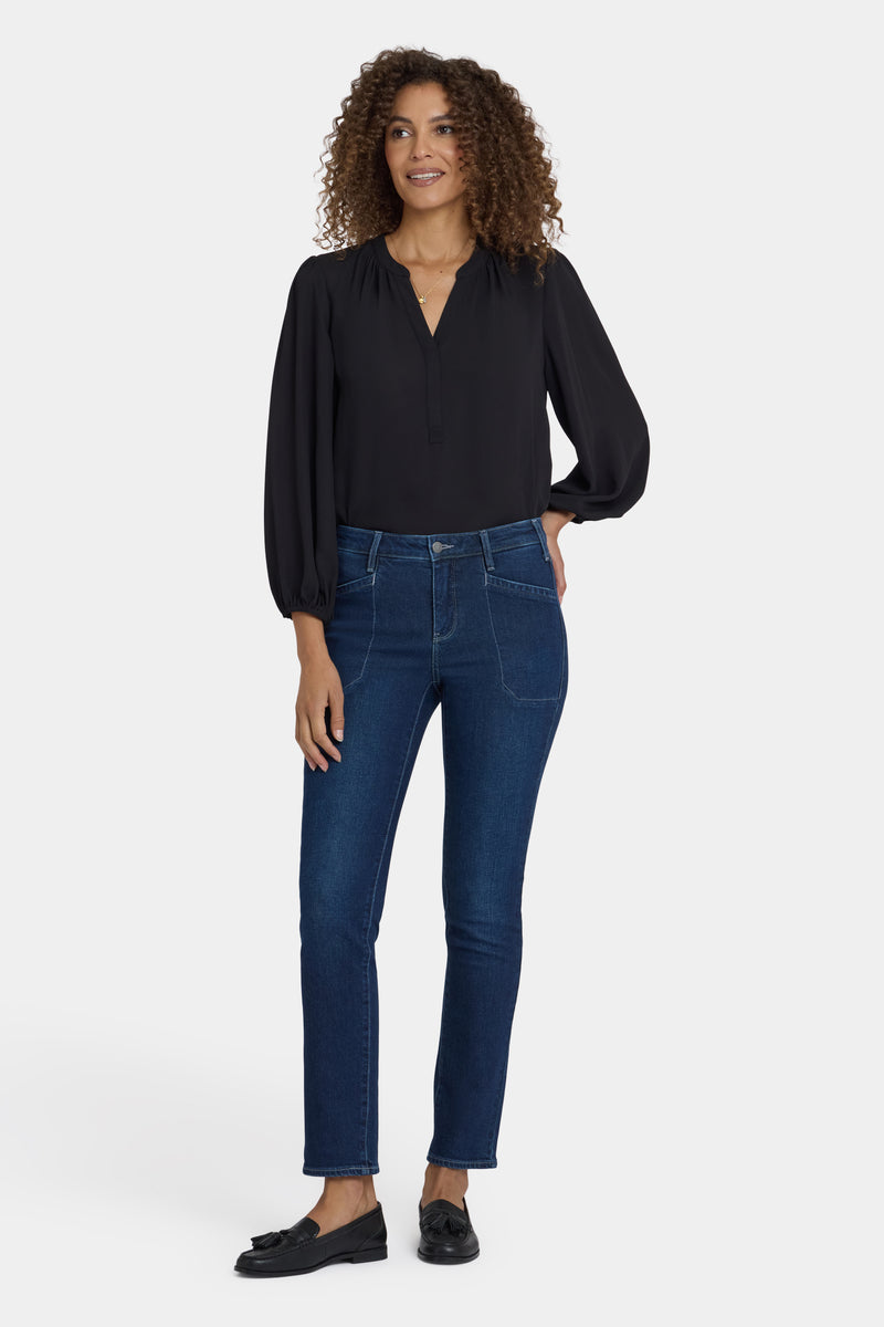 NYDJ Sheri Slim Jeans With Welt Utility Pockets - Ink Skyline
