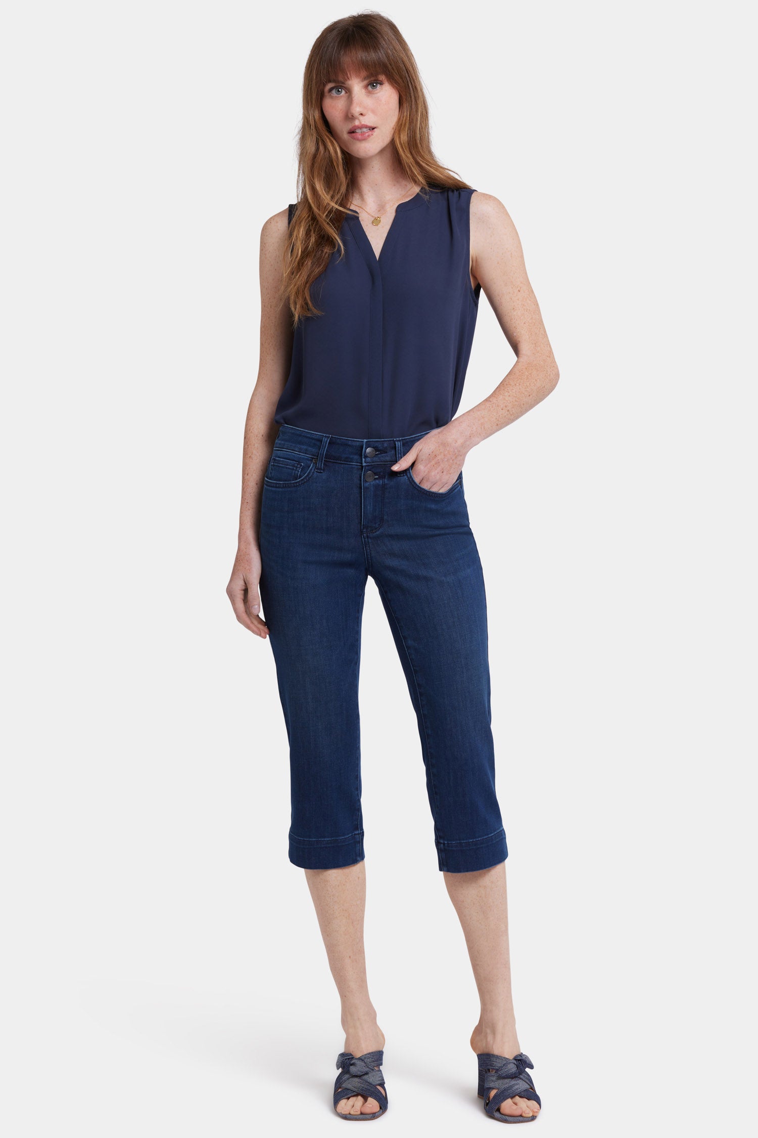 Marilyn Straight Crop Jeans With Double-Button Waistband And