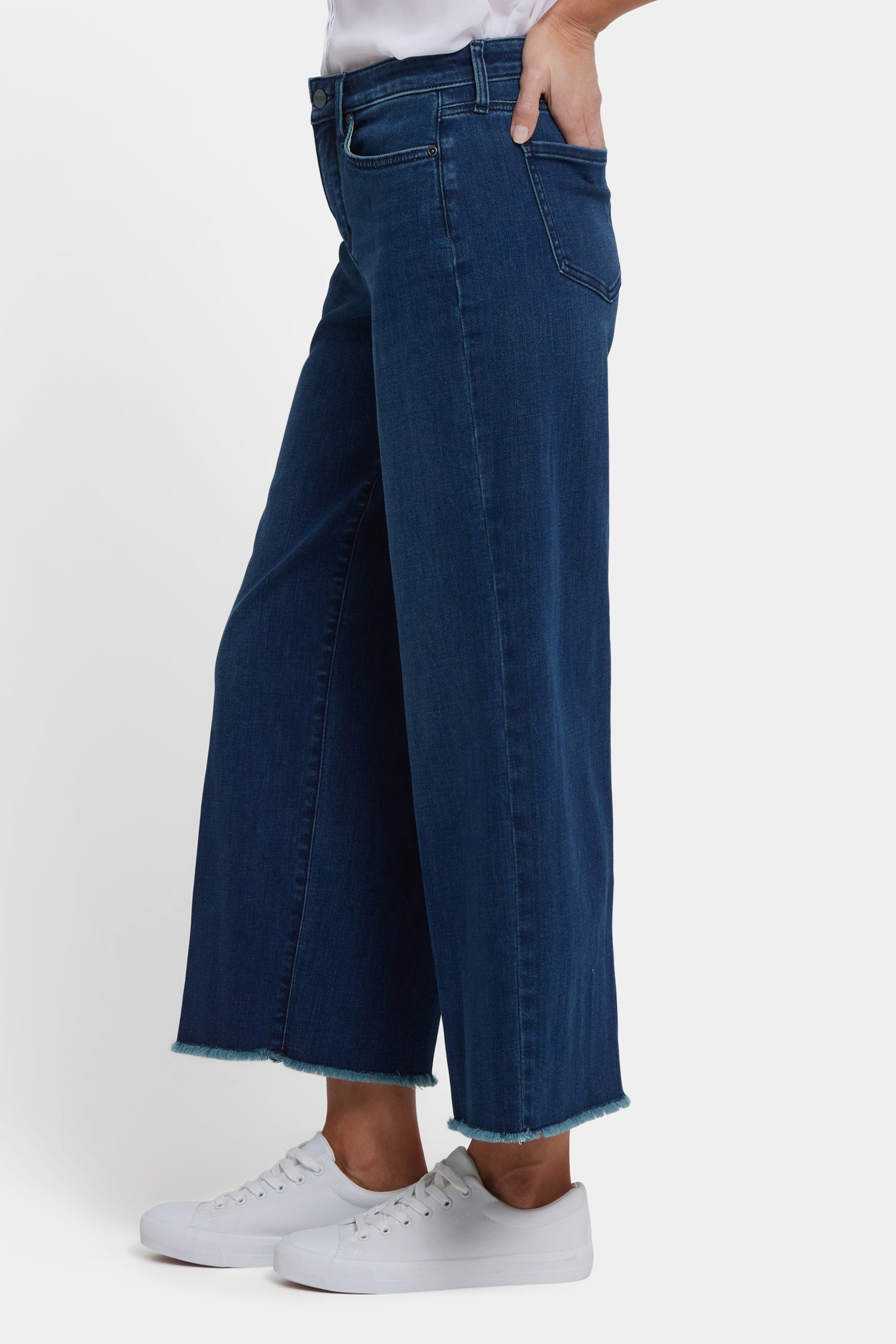 Teresa Wide Leg Ankle Jeans With Frayed Hems - Ibiza Blues Blue | NYDJ