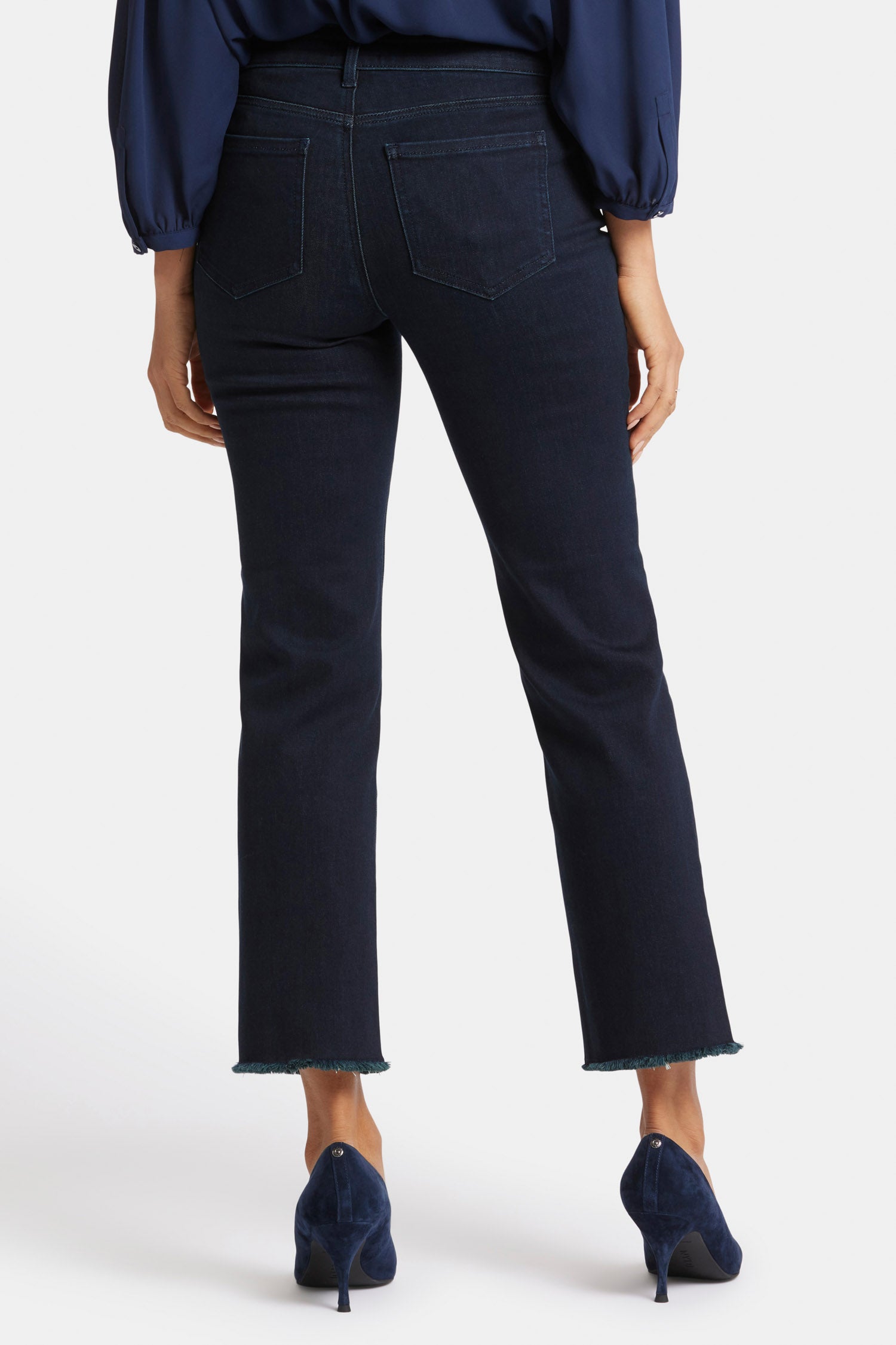 Marilyn Straight Ankle Jeans With Frayed Hems - Midnight