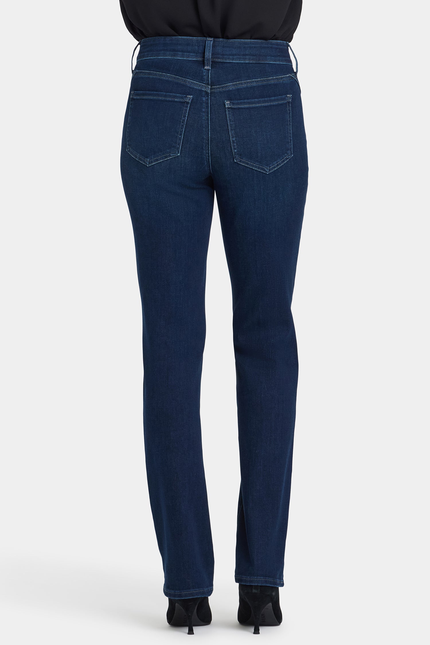 新品 New York High-Waisted Jeans 24 blue Marilyn Straight Jeans With Paneled Seam Detail - Blackened Blue