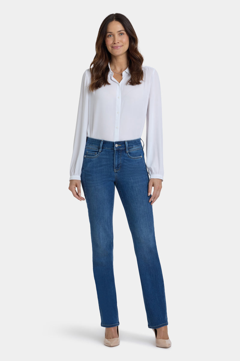 NYDJ Marilyn Straight Jeans With Paneled Seam Detail - Opera Blue