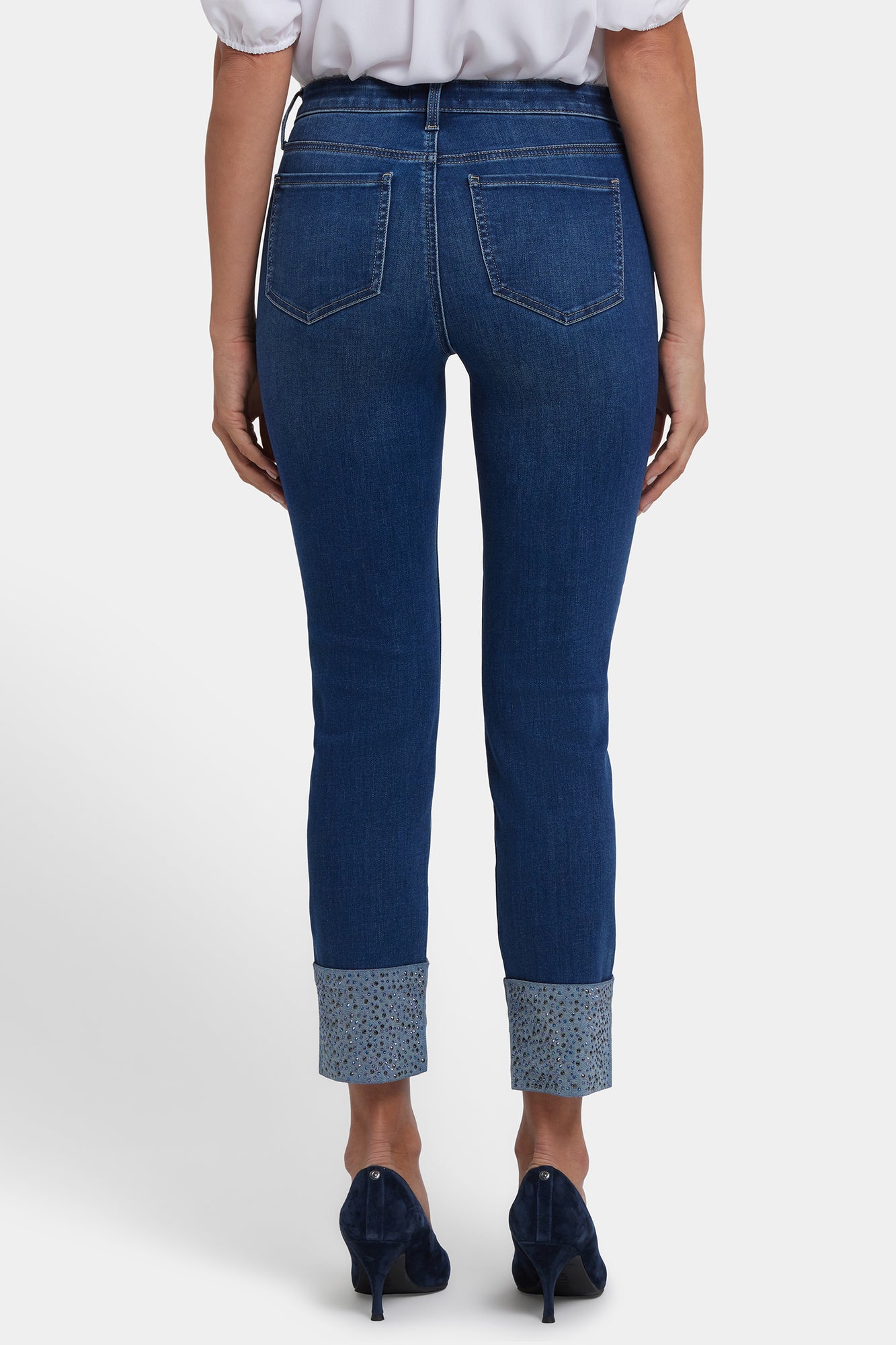 NYDJ Sheri Slim Ankle Jeans With Rhinestone Cuffs - Vintage Lapis