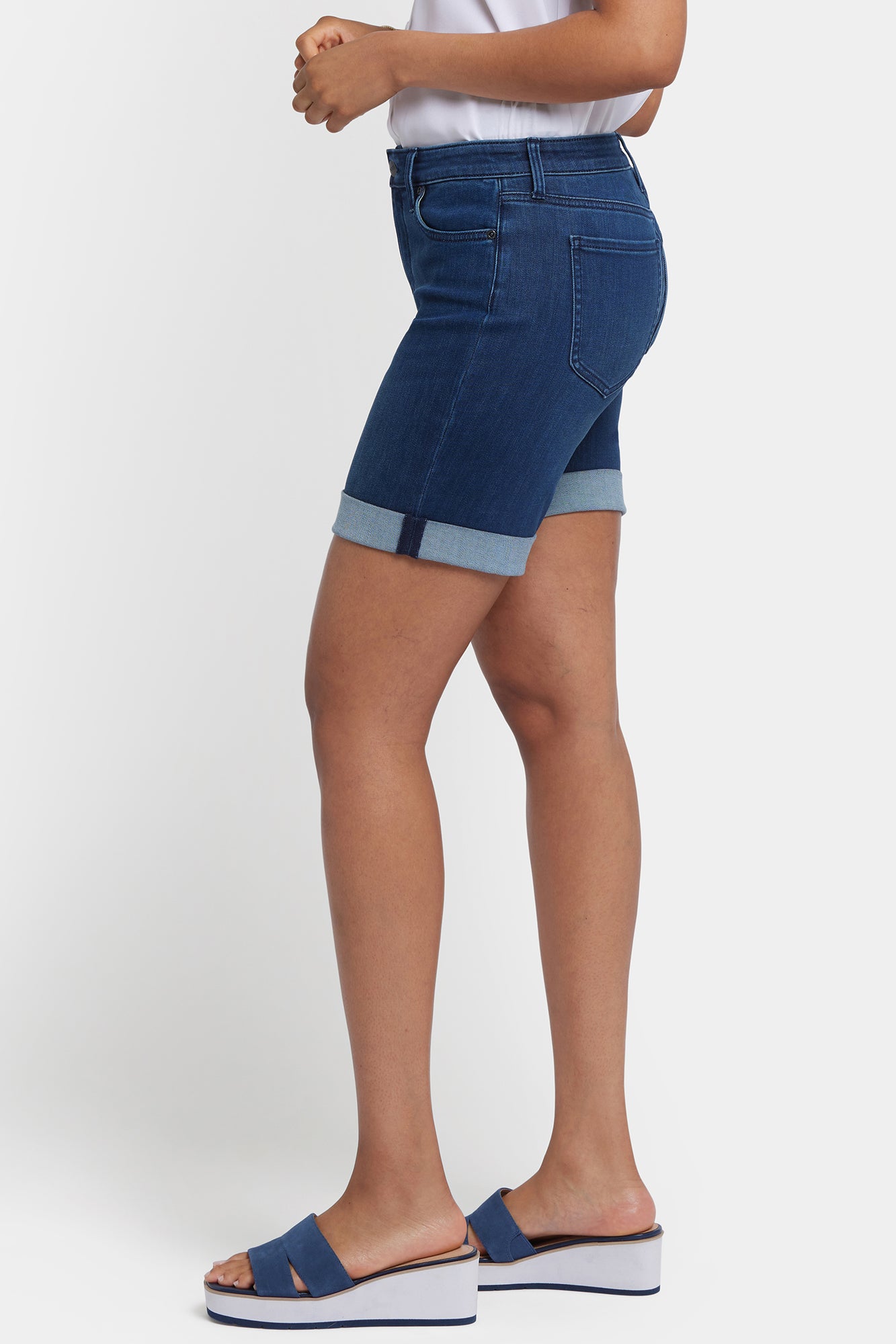 NYDJ Diana Relaxed Denim Shorts With Roll Cuffs - Ibiza Blues