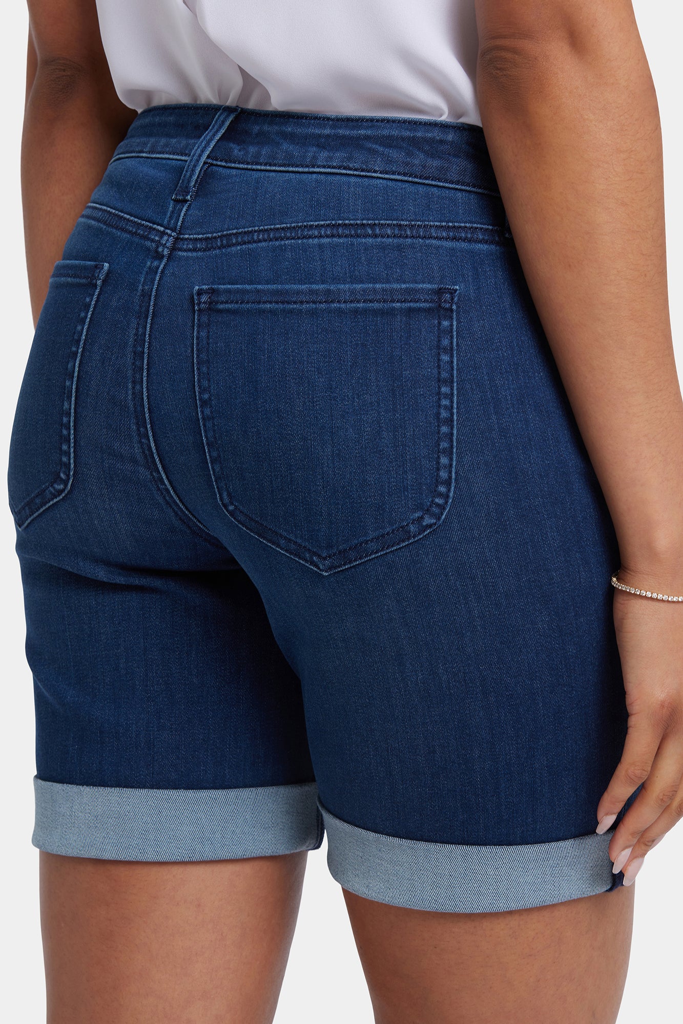 NYDJ Diana Relaxed Denim Shorts With Roll Cuffs - Ibiza Blues