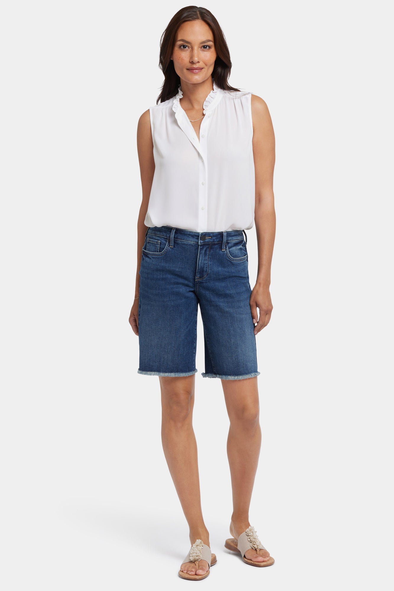 NYDJ Lilly Denim Shorts With Frayed Hems - Rio Rapids