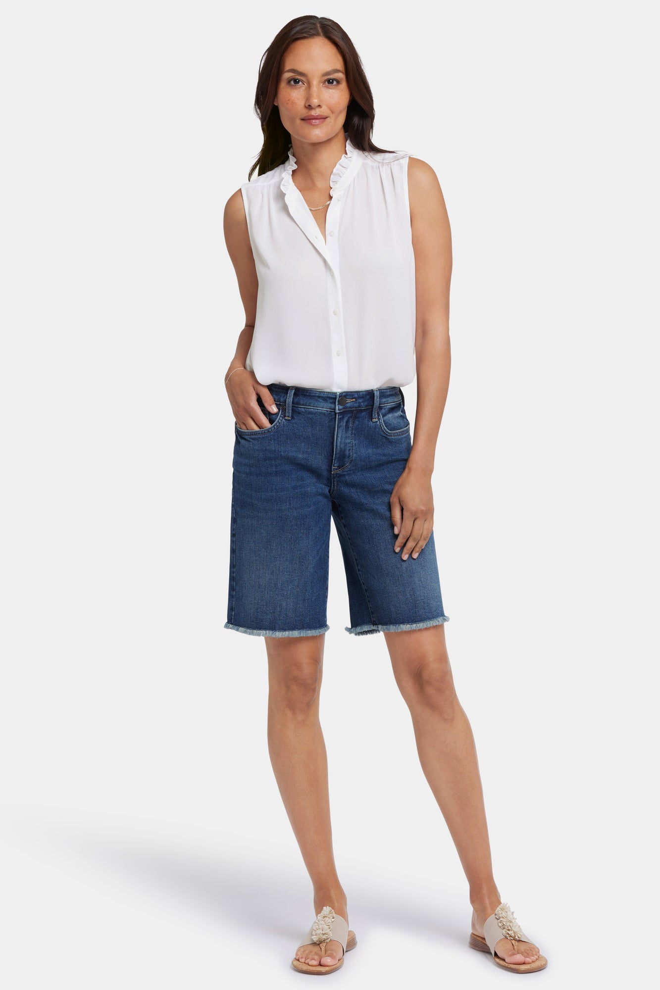 NYDJ Lilly Denim Shorts With Frayed Hems - Rio Rapids