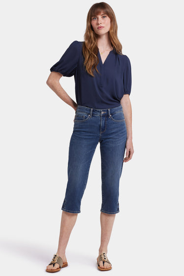 NYDJ Marilyn Straight Crop Jeans With Side Button Plackets - Valencia Surf