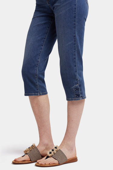 NYDJ Marilyn Straight Crop Jeans With Side Button Plackets - Valencia Surf