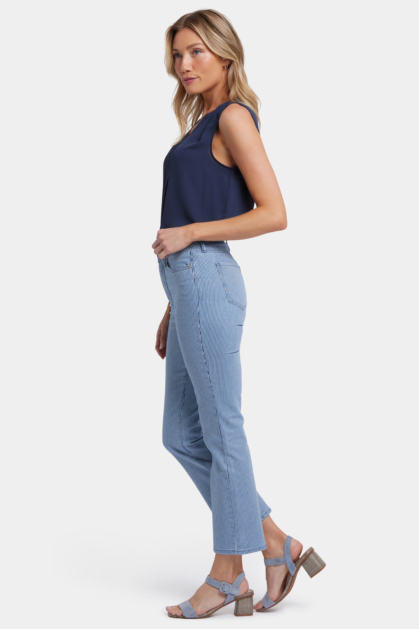 NYDJ Billie Mini Bootcut Ankle Jeans With High Rise - Villa Vista Stripe