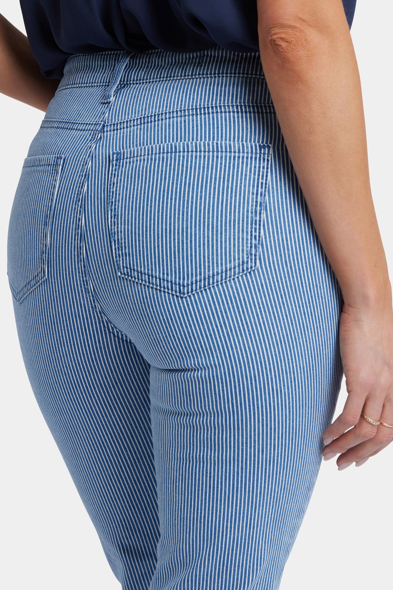 NYDJ Billie Mini Bootcut Ankle Jeans With High Rise - Villa Vista Stripe