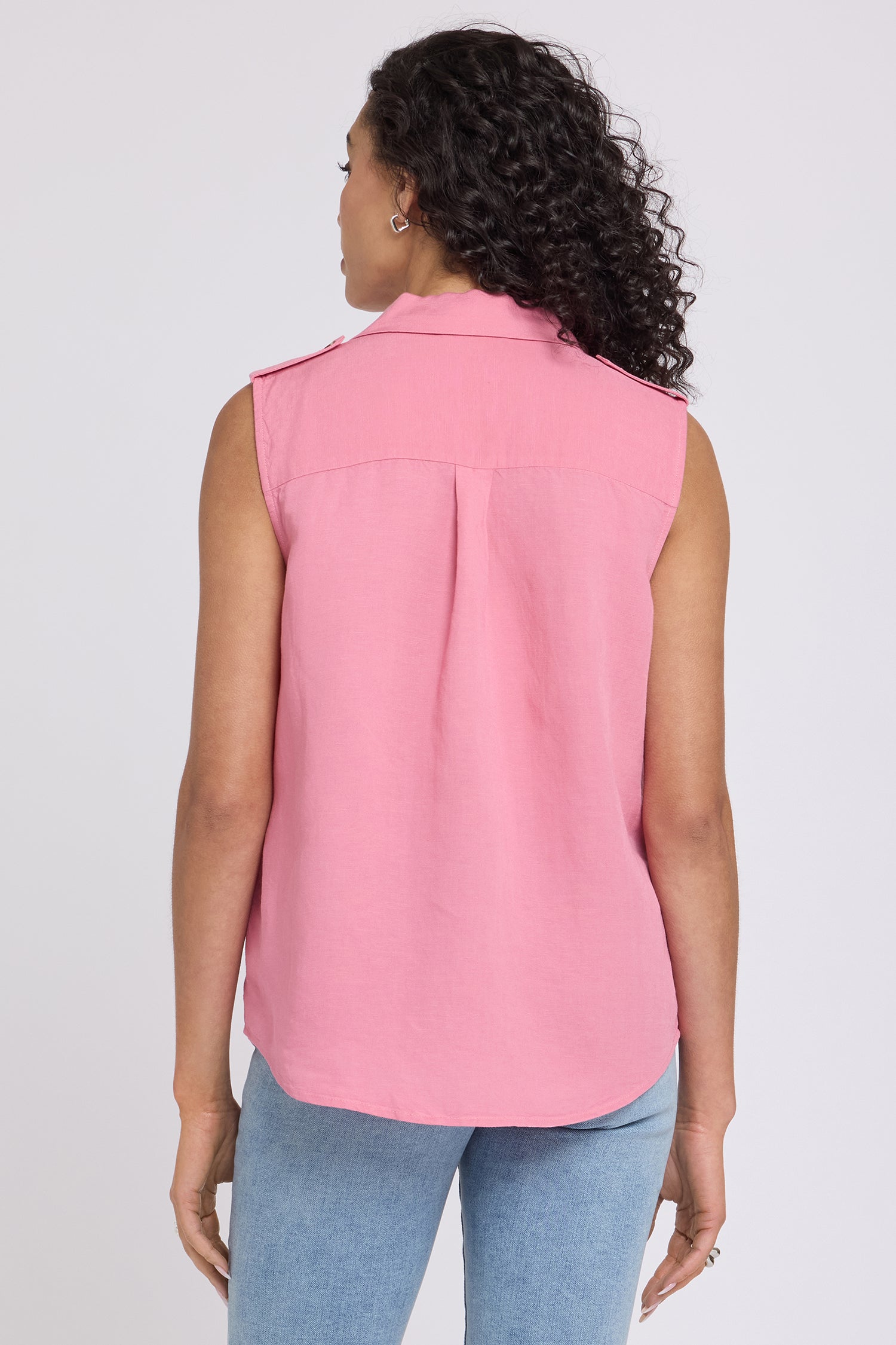 Gabrielle Sleeveless Blouse In Linen - Desert Rose Solid Colors | NYDJ