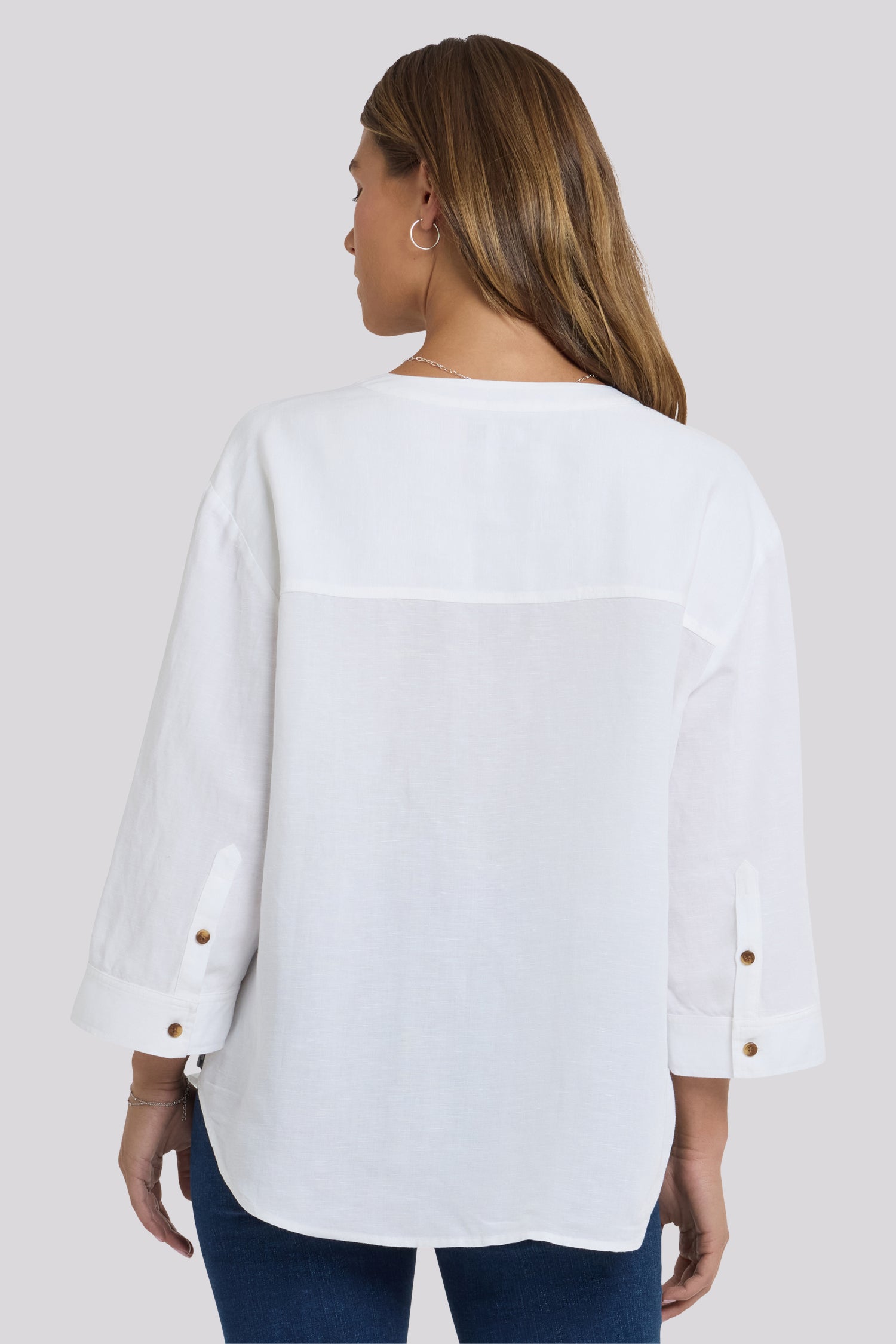 Maggie Oversize Blouse In Linen - Optic White White | NYDJ