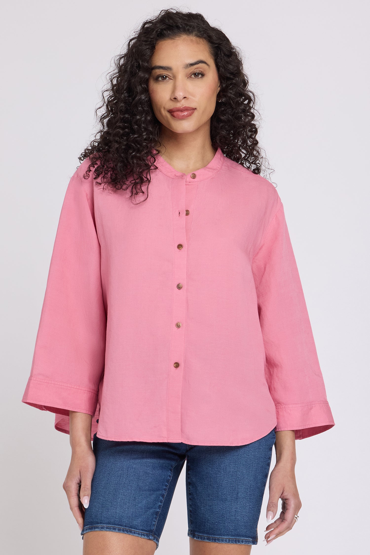 Maggie Oversize Blouse In Linen - Desert Rose Solid Colors | NYDJ