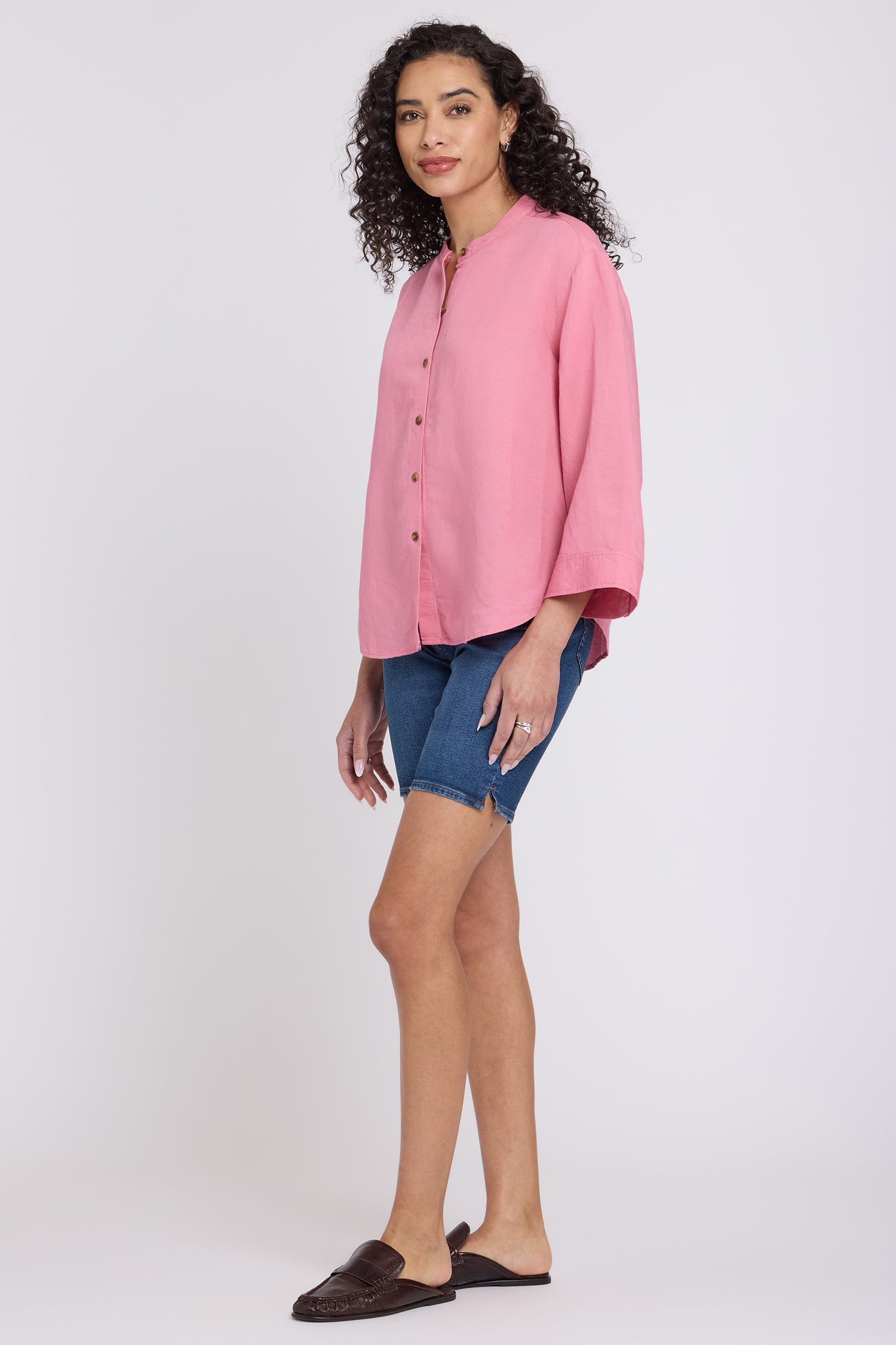 Maggie Oversize Blouse In Linen - Desert Rose Solid Colors | NYDJ