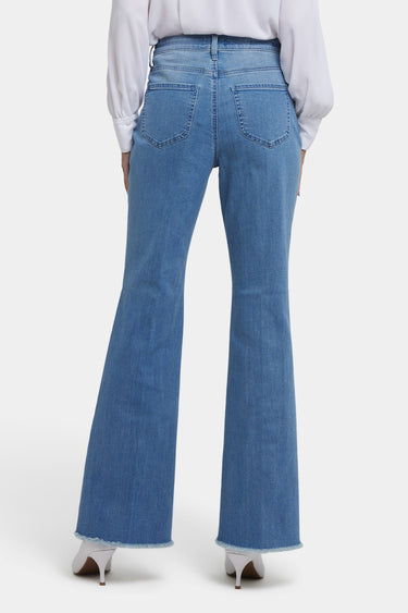 NYDJ Ava Flared Jeans With High Rise And Frayed Hems - Vendome Water