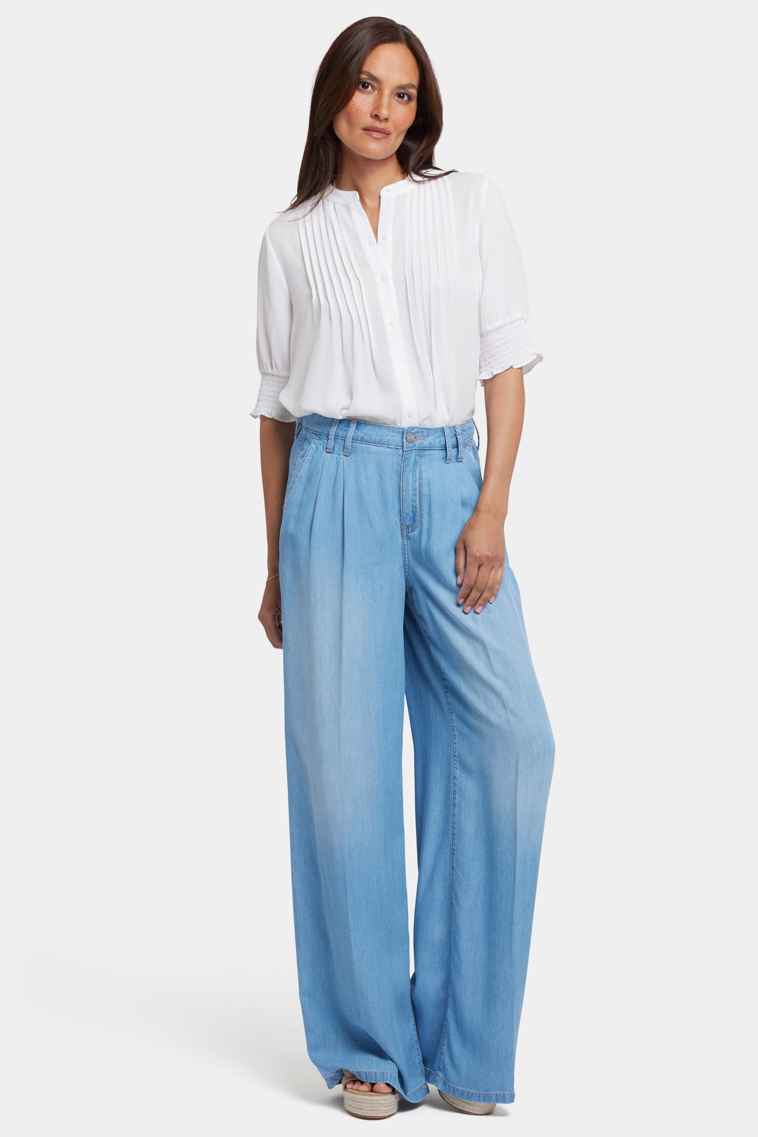 Whitney Pleated Trouser Pants With Super High Rise - Canary