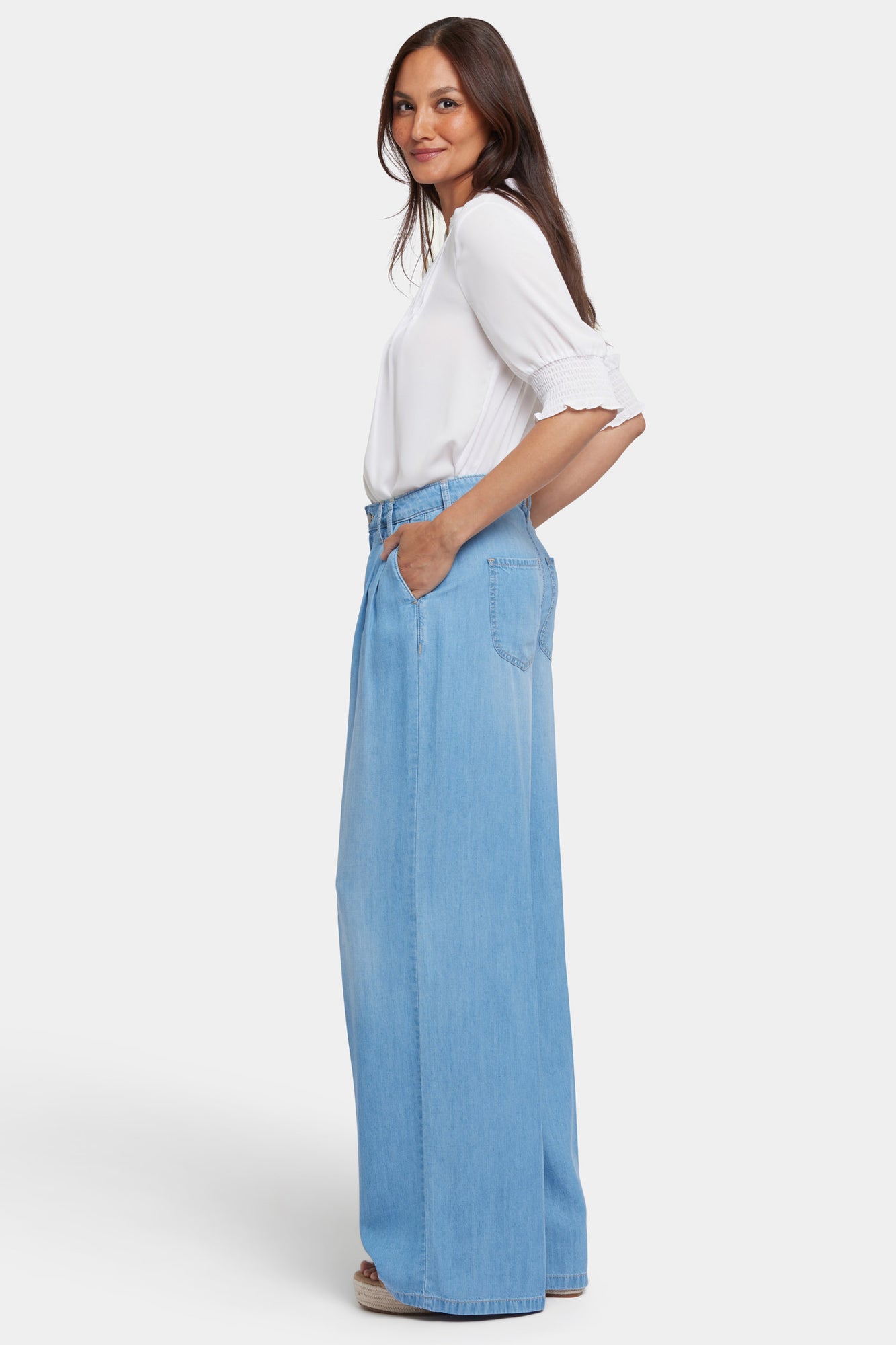 NYDJ Whitney Pleated Trouser Pants With Super High Rise - Canary Beach