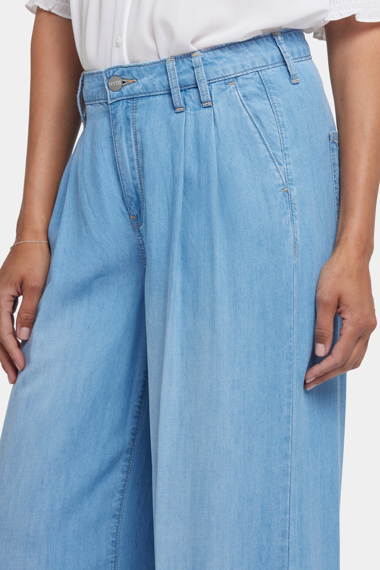 NYDJ Whitney Pleated Trouser Pants With Super High Rise - Canary Beach