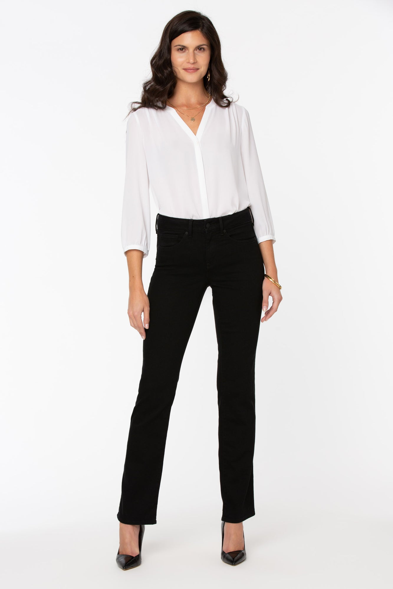 NYDJ Marilyn Straight Jeans - Black