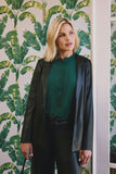 NYDJ Vegan Stretch Leather Classic Blazer Jacket Sculpt-Her™ Collection - Black