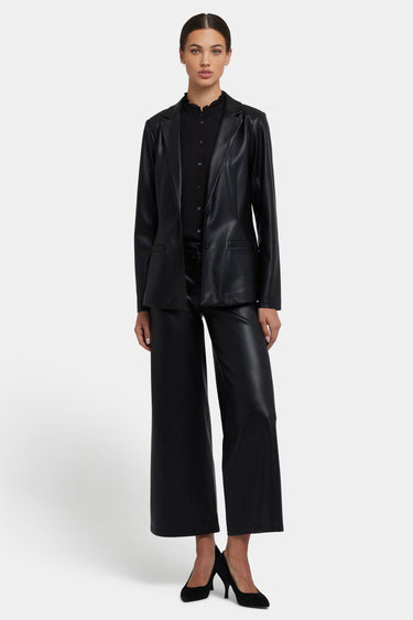 NYDJ Vegan Stretch Leather Classic Blazer Jacket Sculpt-Her™ Collection - Black