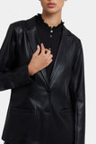NYDJ Vegan Stretch Leather Classic Blazer Jacket Sculpt-Her™ Collection - Black