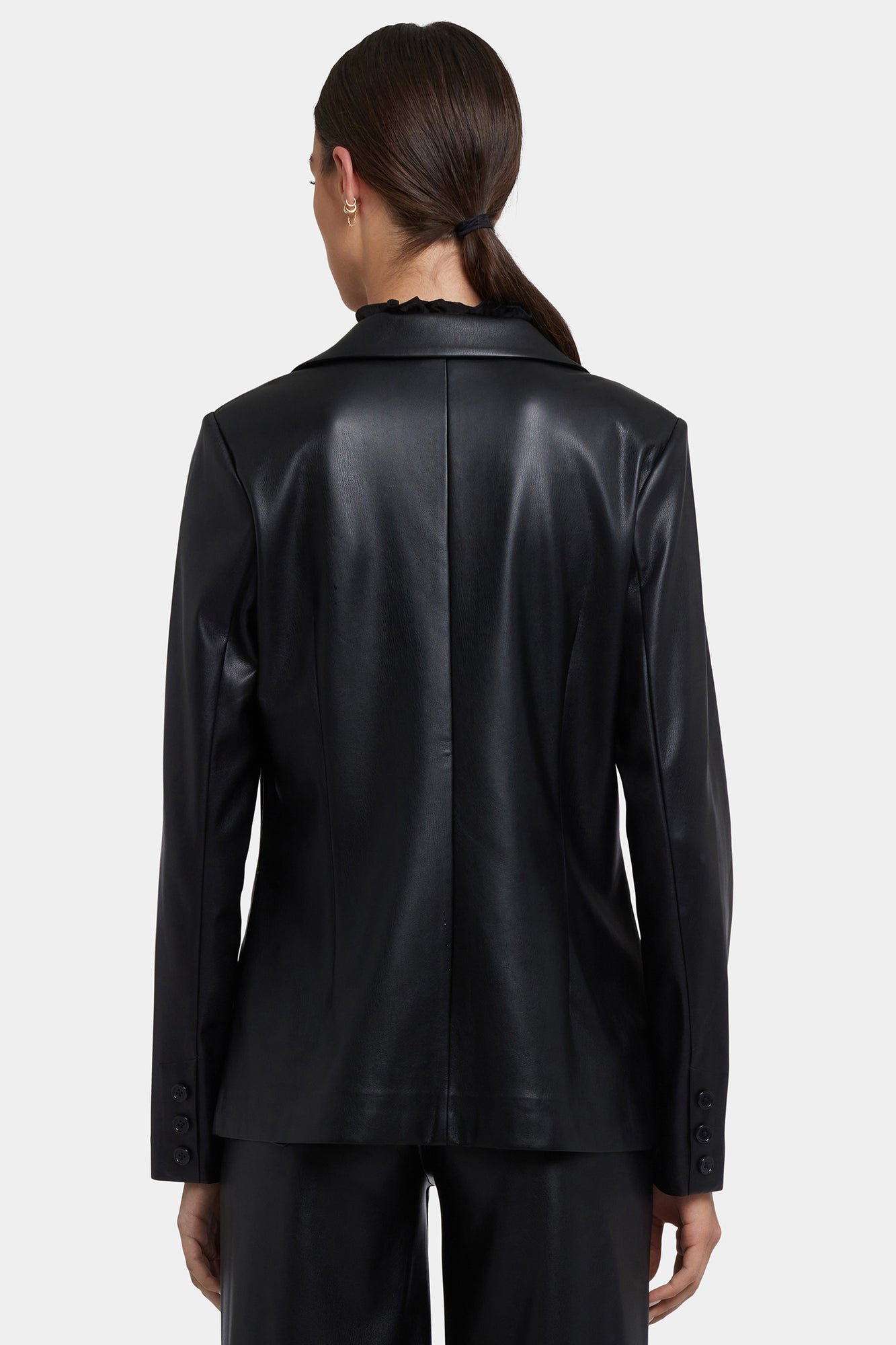 NYDJ Vegan Stretch Leather Classic Blazer Jacket Sculpt-Her™ Collection - Black