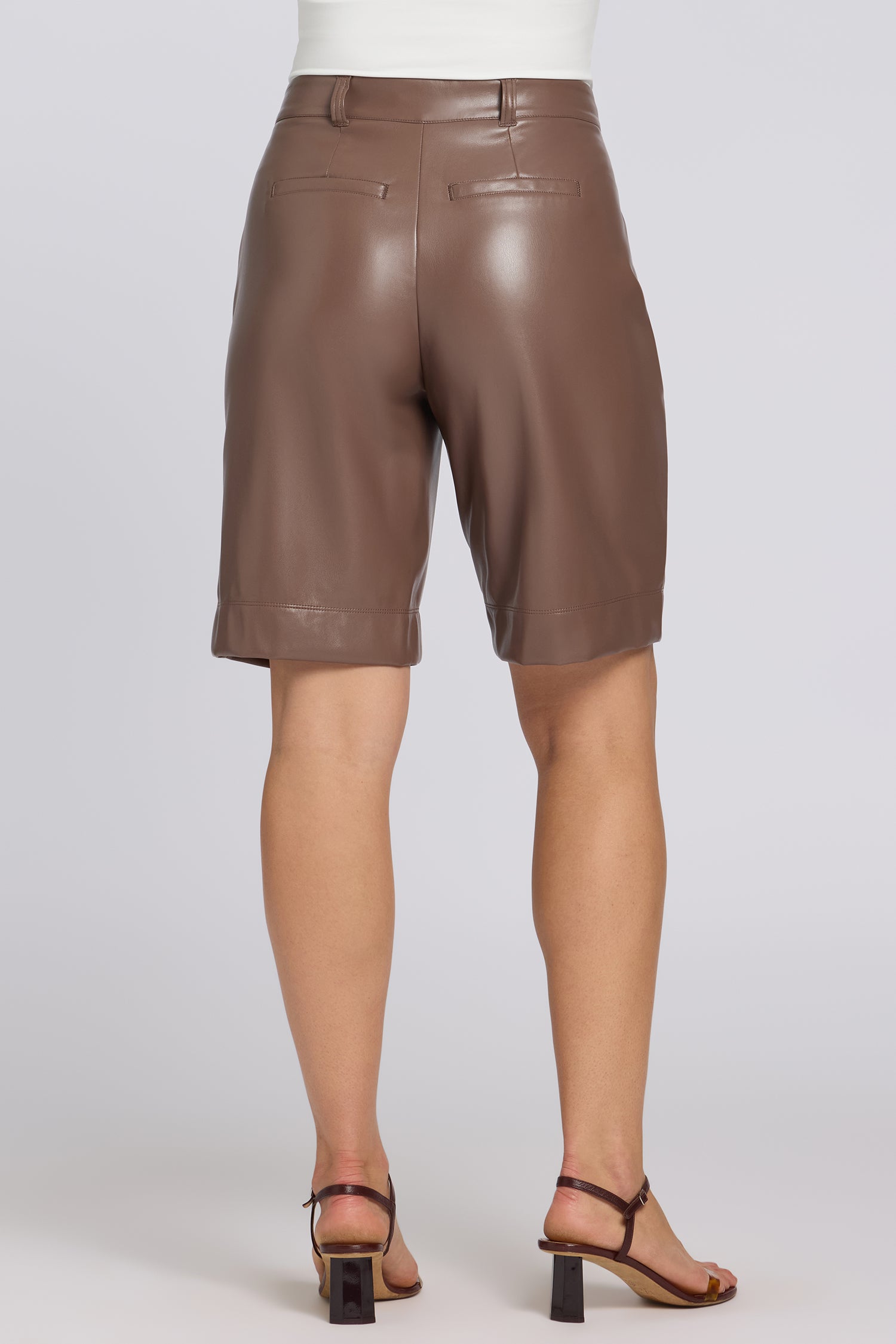 Vegan Stretch Leather Relaxed Bermuda Shorts Sculpt-Her