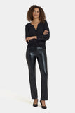 NYDJ Vegan Leather And Ponte Marilyn Straight Pants Sculpt-Her™ Collection - Black