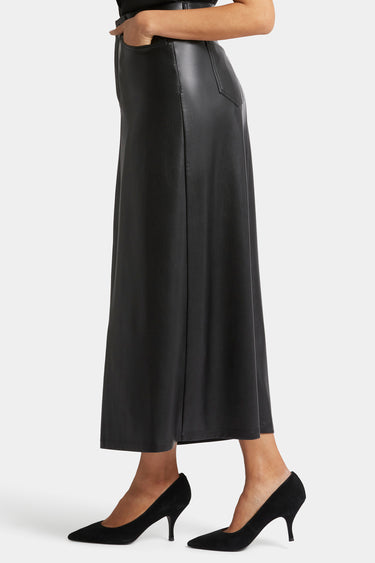 NYDJ Vegan Stretch Leather High Rise Long Skirt Sculpt-Her™ Collection - Black