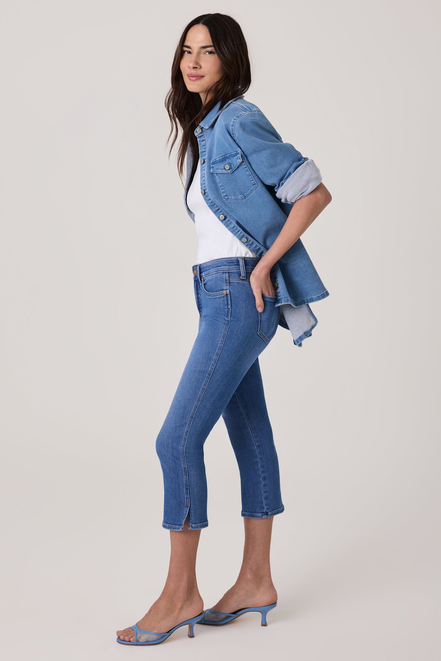 Chloe Capri Jeans With Side Slits - Blue Paradise Blue | NYDJ