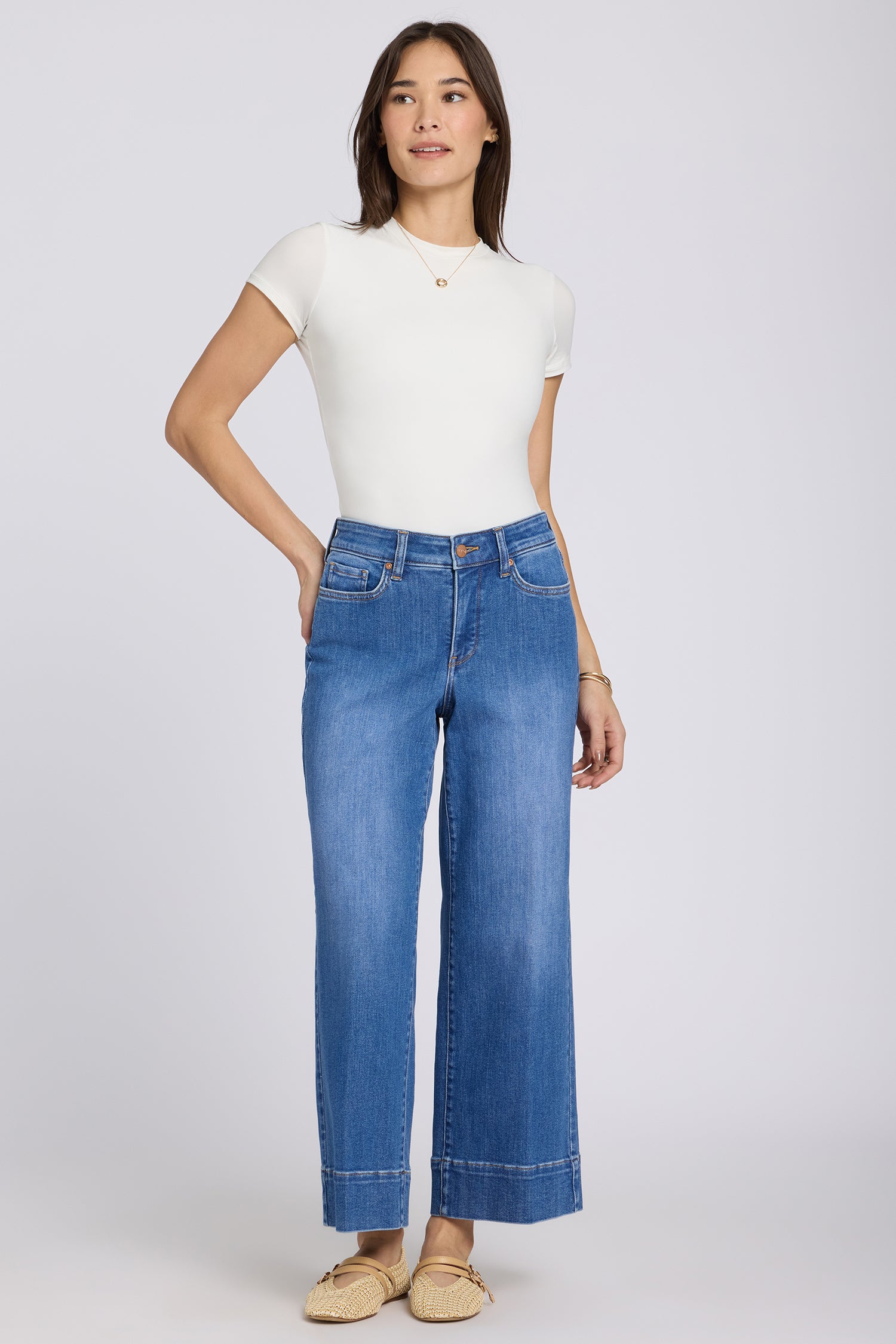 Teresa Wide Leg Ankle Jeans With 3