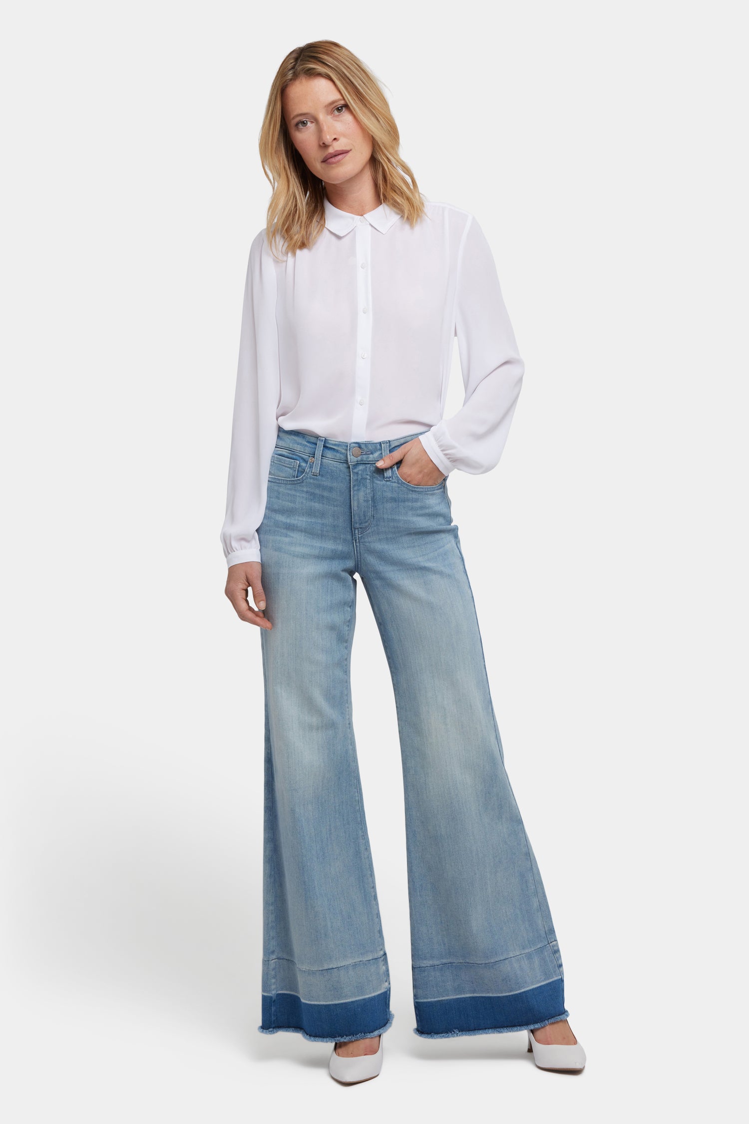 Mia Palazzo Jeans With High Rise And Shadow Hems - Light Mia Palazzo Jeans With High Rise And Shadow Hems - Light