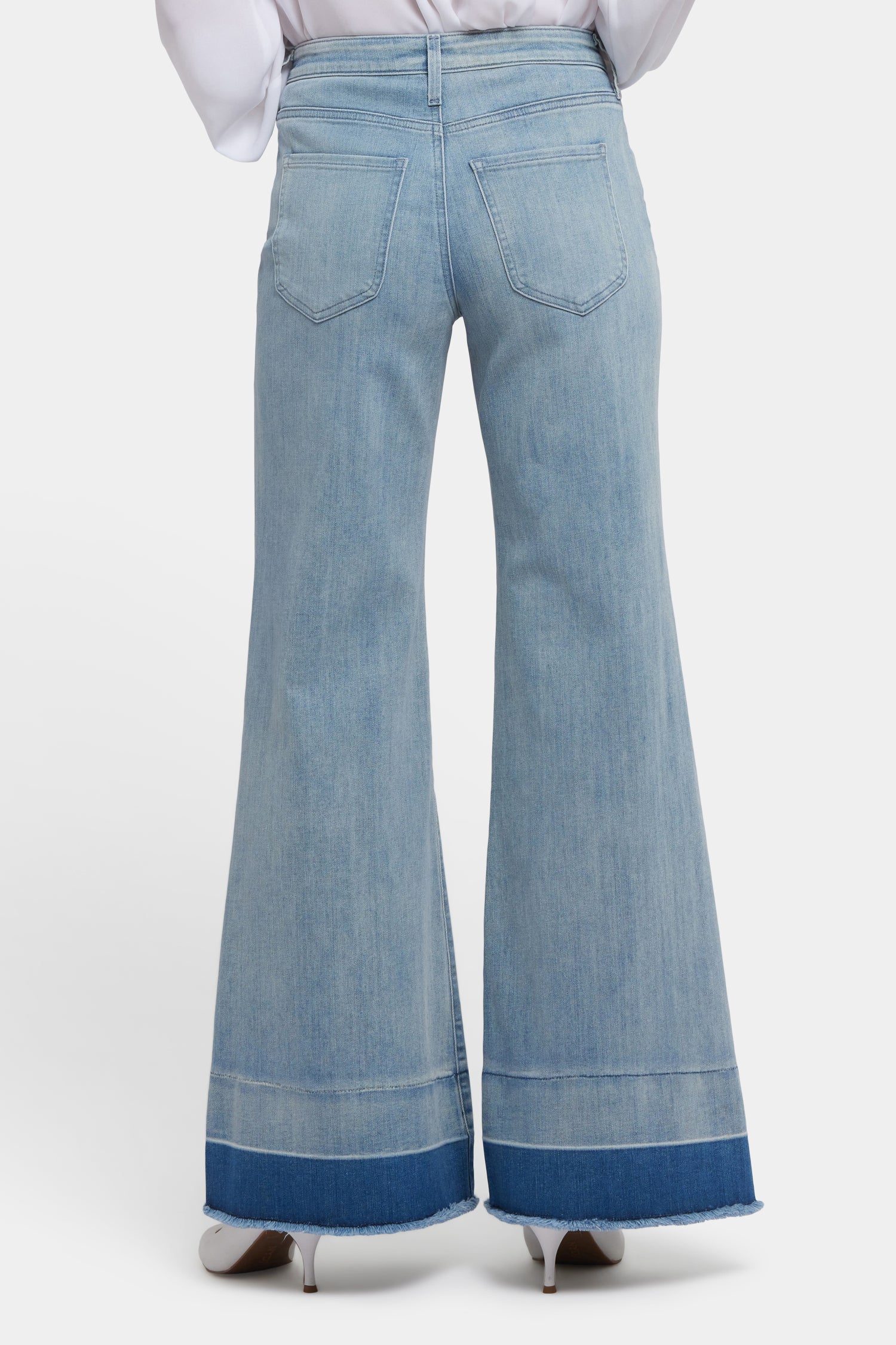 Mia Palazzo Jeans With High Rise And Shadow Hems - Light Paradise
