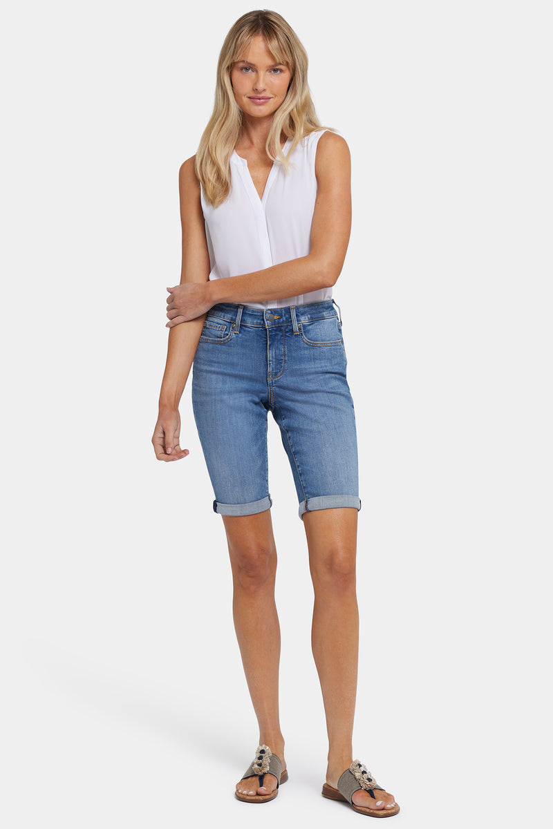 NYDJ Briella 11 Inch Denim Shorts With Roll Cuffs - Barcelona Breeze