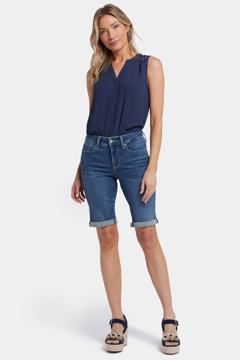 NYDJ Briella 11 Inch Denim Shorts With Roll Cuffs - Valencia Surf